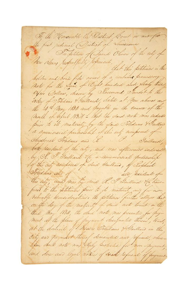 Judah P. Benjamin Autograph Letter (1 of 3)