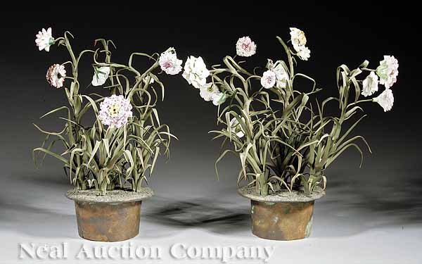 Two French Tole Peinte, Enamel Jardiniere Inserts