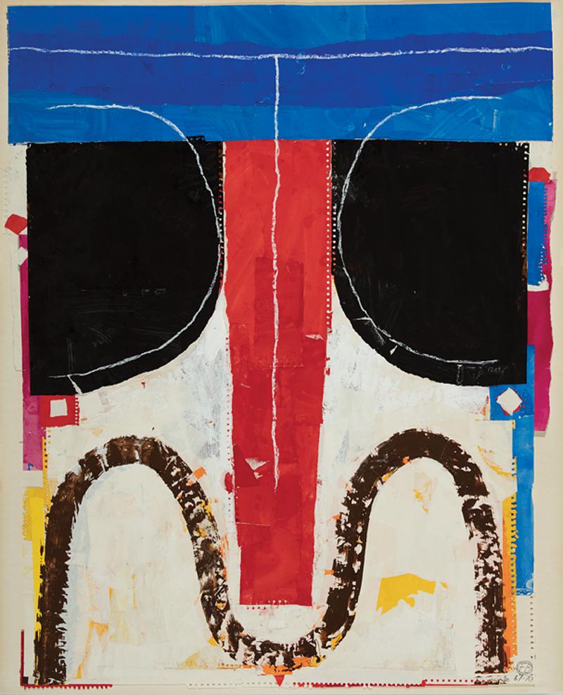 Fritz Bultman (American/New Orleans, 1919-1985): Fritz Bultman (American/New Orleans, 1919-1985) , "Explorer", 1967-1970, mixed media collage, initialed and dated lower right, inscribed with artist, title and date and "Art Consultants of New York la