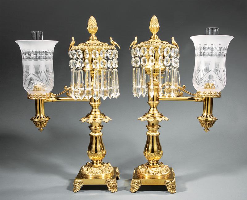 Monumental American Gilt Bronze Argand Lamps (1 of 3)