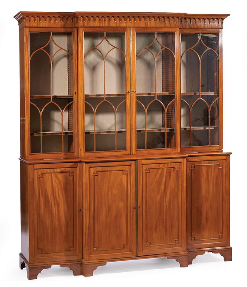 Carved Mahogany Breakfront Bookcase (1 of 3)