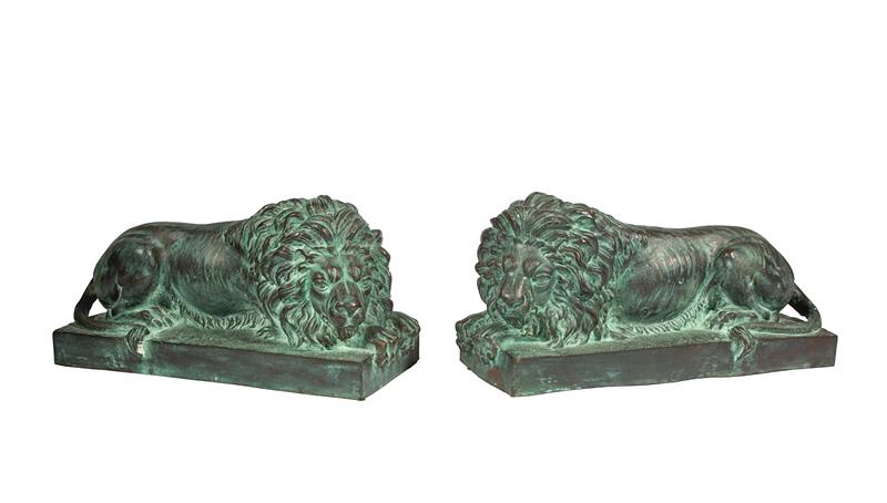 Patinated Bronze Recumbent Lions, Sanmicheli (1 of 4)