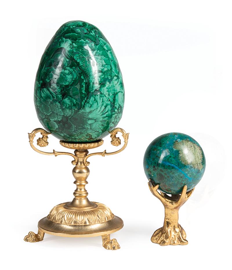 Two Continental Gilt Bronze and Malachite Objets (1 of 1)