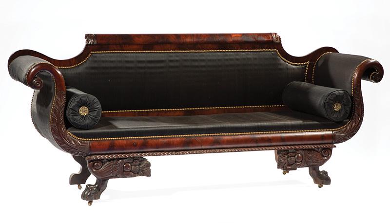 American Late Classical Carved Mahogany Sofa (1 of 3)