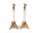 French Rock Crystal, Bronze Figural Candlesticks