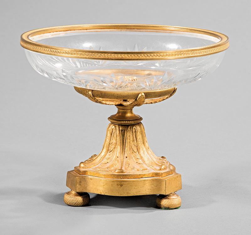 Empire-Style Gilt Bronze and Cut Glass Tazza (1 of 1)