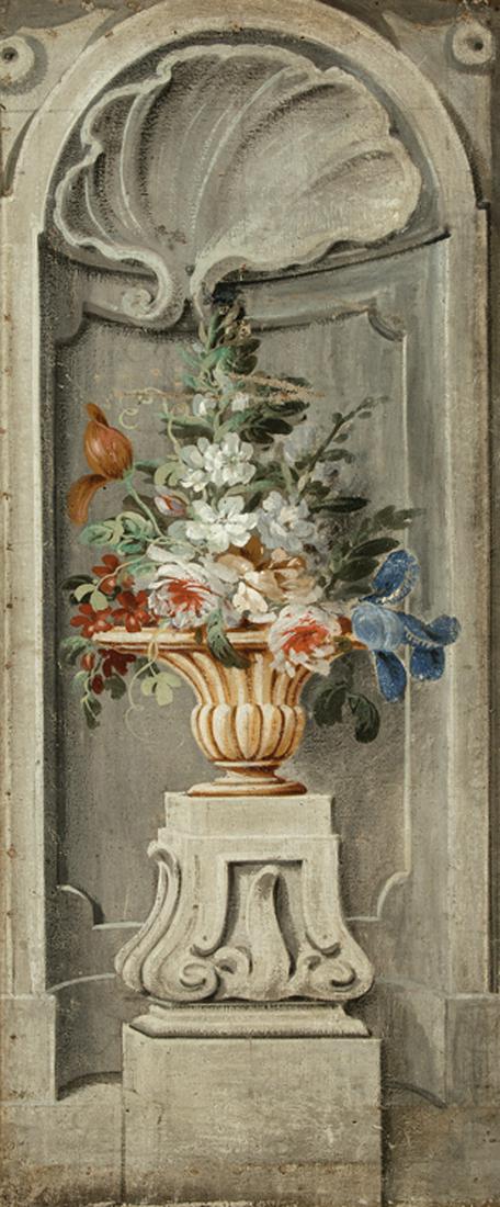 Pair of Decorative Continental Paintings of Urns (1 of 2)
