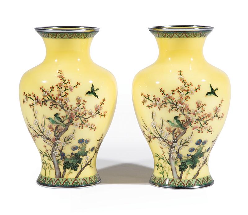 Pair of Japanese Ando-Style Cloisonne Vases (1 of 2)