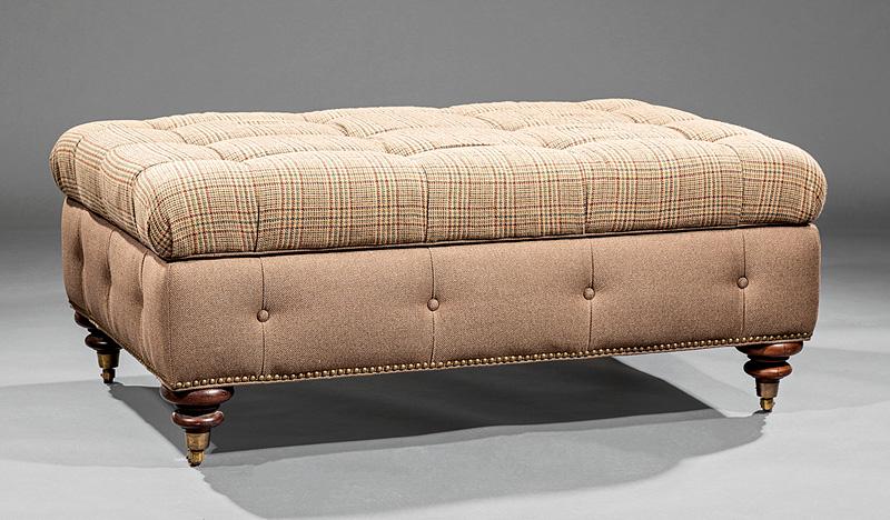 Ralph Lauren Mahogany and Button Tufted Ottoman (1 of 7)