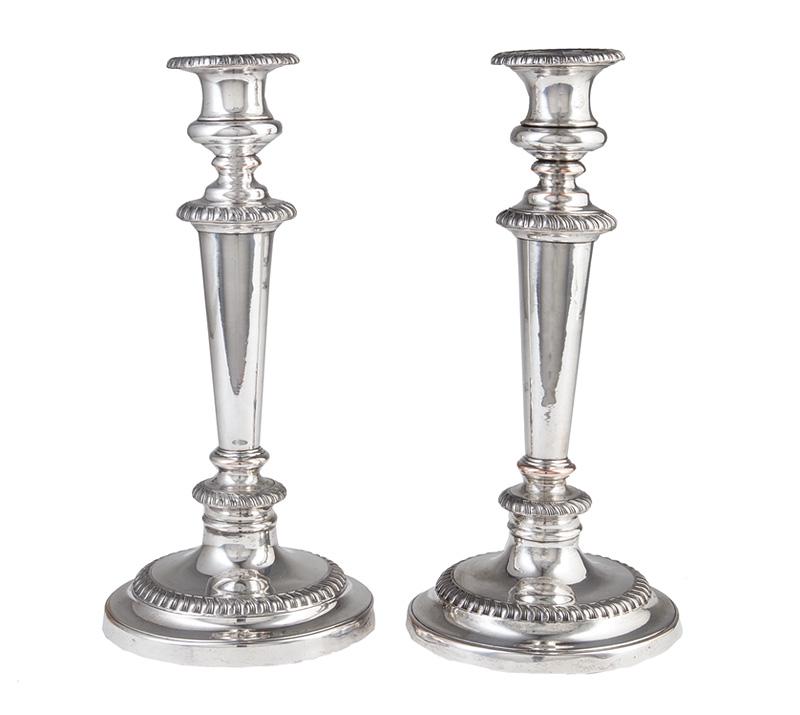Late Georgian Sheffield Plate Candlesticks (1 of 1)