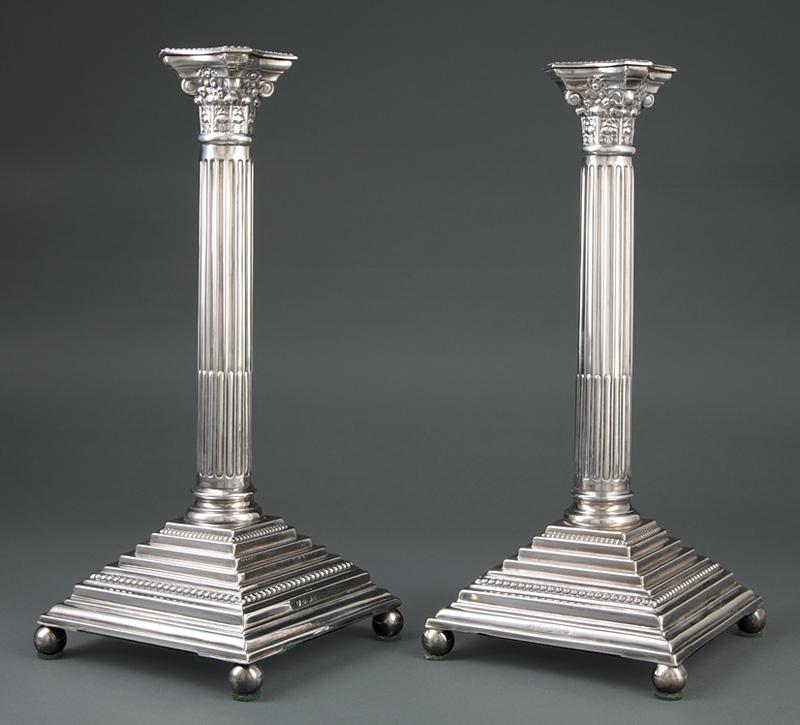 Silverplate Corinthian Columnar Candlesticks (1 of 2)