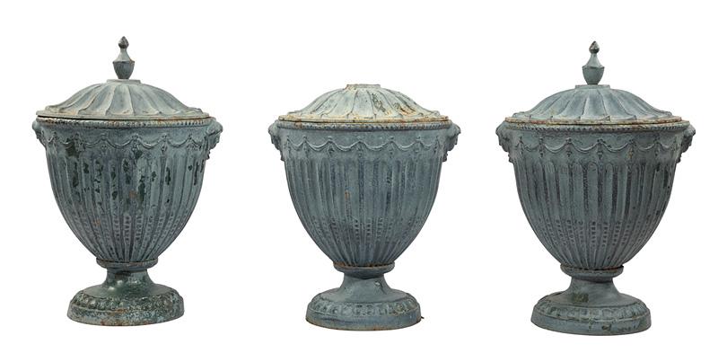 Three  Patinated Lead Garden Urns (1 of 1)
