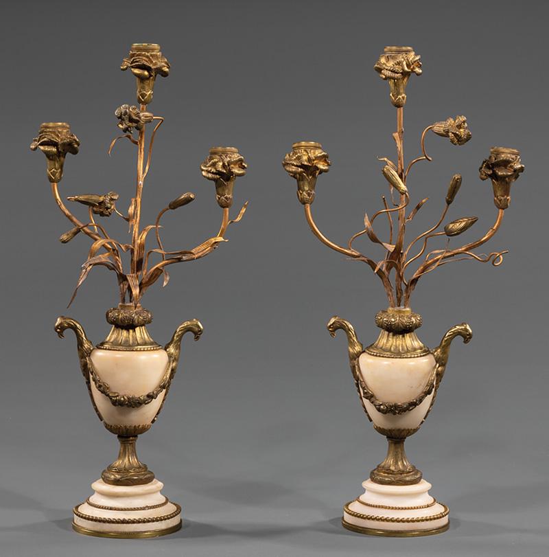 French Bronze-Mounted Marble Candelabra (1 of 1)