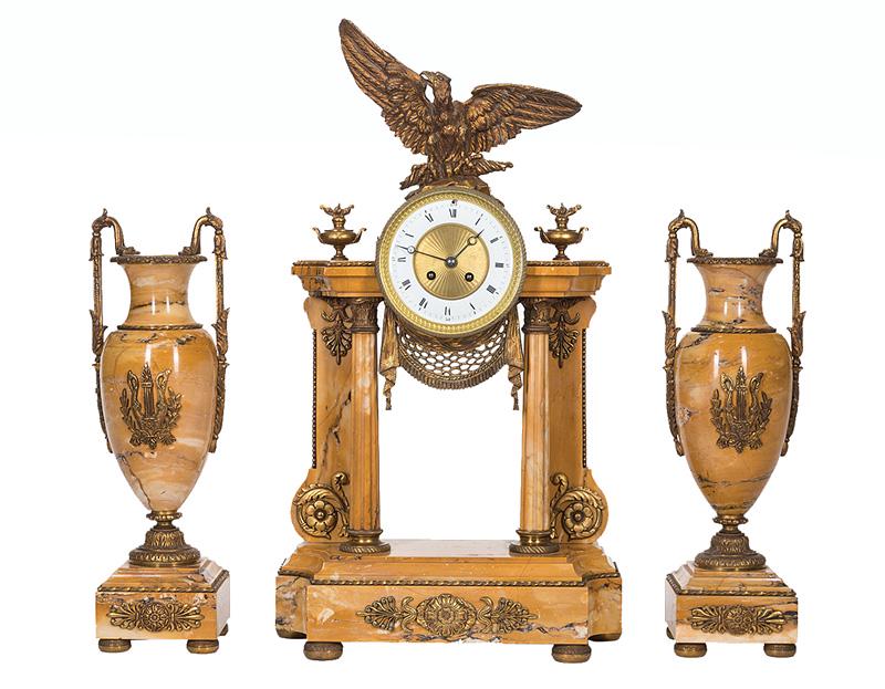 Bronze-Mounted Sienna Marble Clock Garniture (1 of 2)