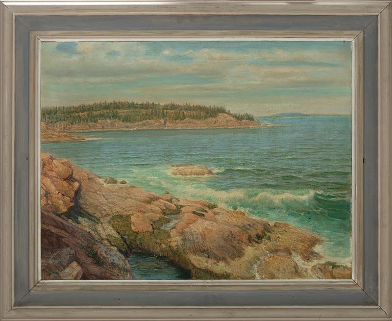 Fritz Franz Engel (German/American, 1877-1956): Fritz Franz Engel (German/American, 1877-1956) , "Maine Landscape", oil on canvas, initialed lower left, 21 in. x 27 in.; and "Ocean Drive View to Great Head & Scoodie Point", oil on canvas, initialed