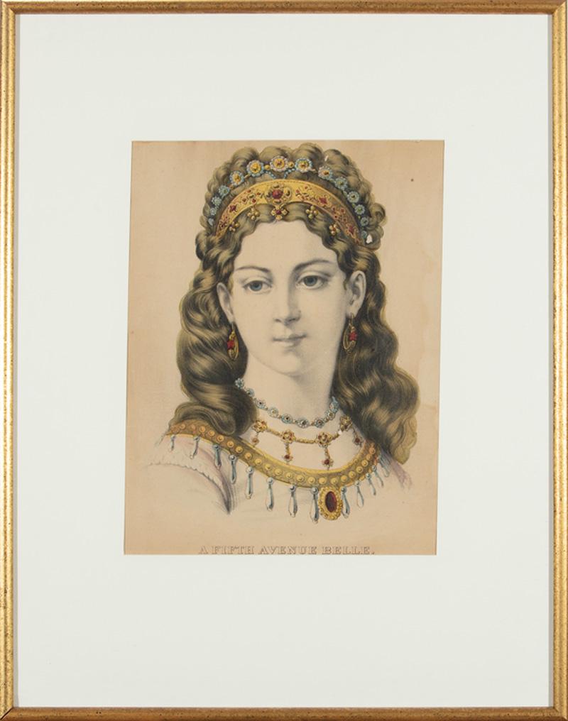 Currier & Ives Prints of Belles and Queens: Currier & Ives Prints of Belles and Queens , 13 hand-colored lithographs, sheets 14 1/8 in. x 10 1/4 in. to 17 3/4 in. x 13 1/2 in., 3 framed. (13 pcs.) Provenance: Property of the Mobile Museum of Ar