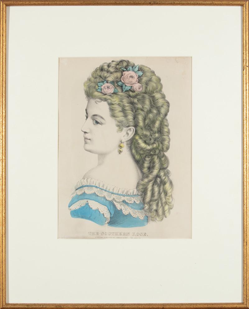 Currier & Ives Prints of Women: Currier & Ives Prints of Women , 60 hand-colored lithographs, sheets 12 1/2 in. x 8 1/2 in. to 17 3/4 in. x 13 1/2 in., 8 framed. (60 pcs.) Provenance: Property of the Mobile Museum of Art, Mobile, AL