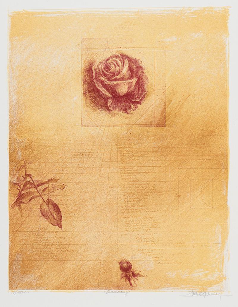 Trevor J. Southey (Zimbabwean/American): Trevor J. Southey (Zimbabwean/American, 1940-2015) , "Quickening", intaglio on paper, pencil-signed, titled and inscribed "18/150 ed" lower margin, sheet 28 1/2 in. x 20 1/2 in., matted . Condition Re
