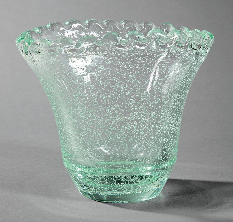 Daum Glass Bubble Vase: Daum Glass Bubble Vase , c. 1950, marked "Daum Nancy/France", with Croix de Lorraine, h. 7 1/4 in., w. 8 1/4 in., d. 5 1/2 in IMPORTANT: All purchases must be removed from our premises within 15 days