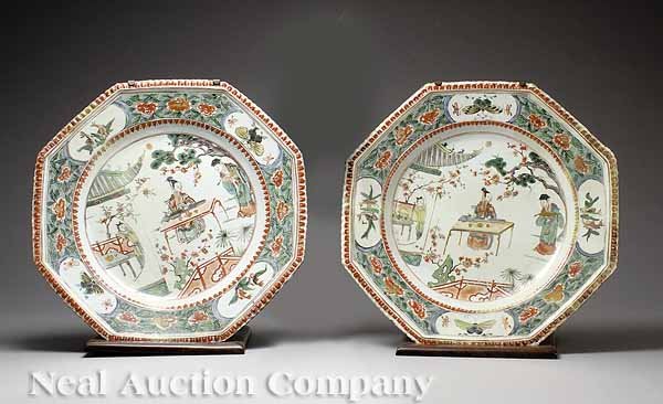 Pair of Kangxi Famille Verte Dishes