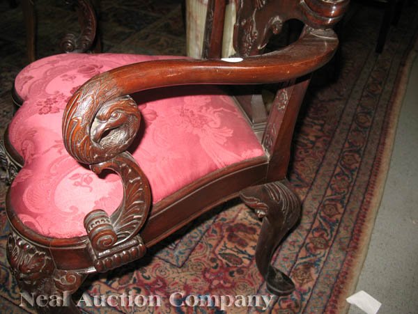 Georgian-Style Carved Mahogany Armchair - 3
