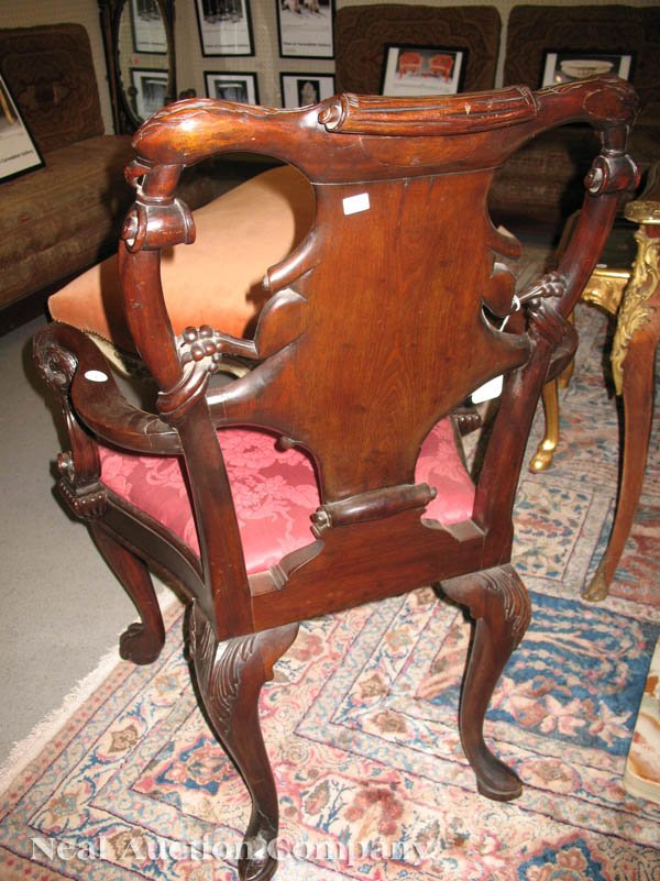 Georgian-Style Carved Mahogany Armchair - 6