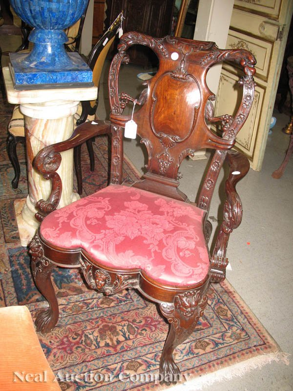 Georgian-Style Carved Mahogany Armchair - 8