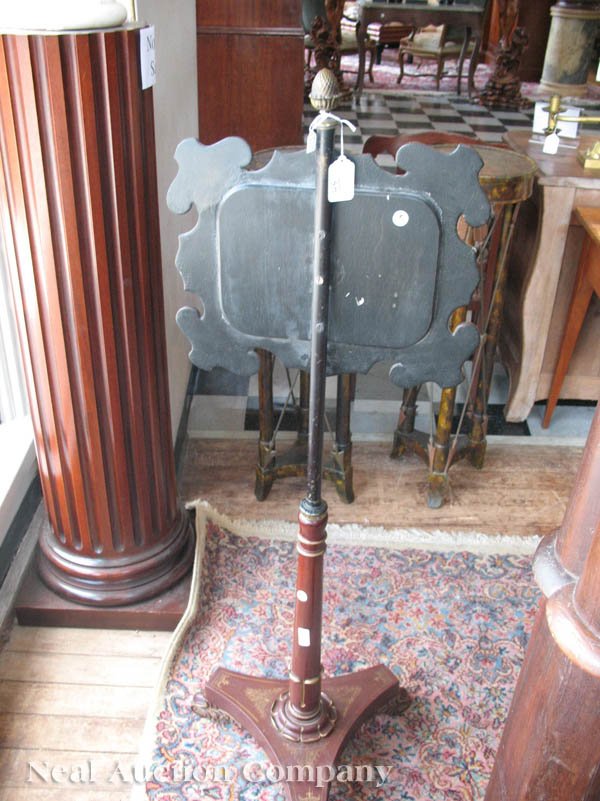 Regency Papier-Mâché and Mahogany Pole Screen - 2