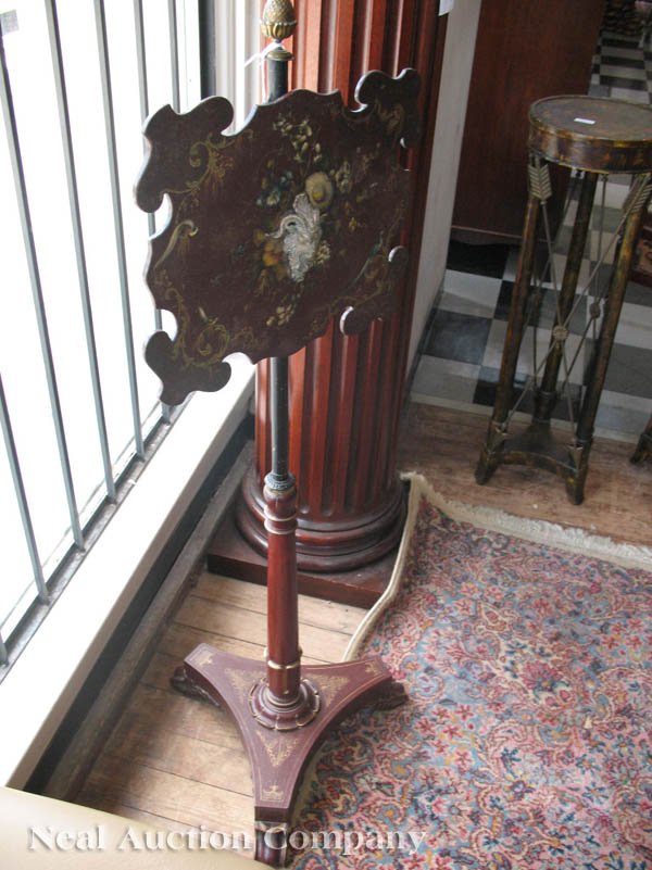 Regency Papier-Mâché and Mahogany Pole Screen - 8
