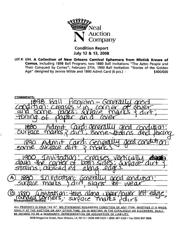 New Orleans Carnival Ephemera from Comus - 7