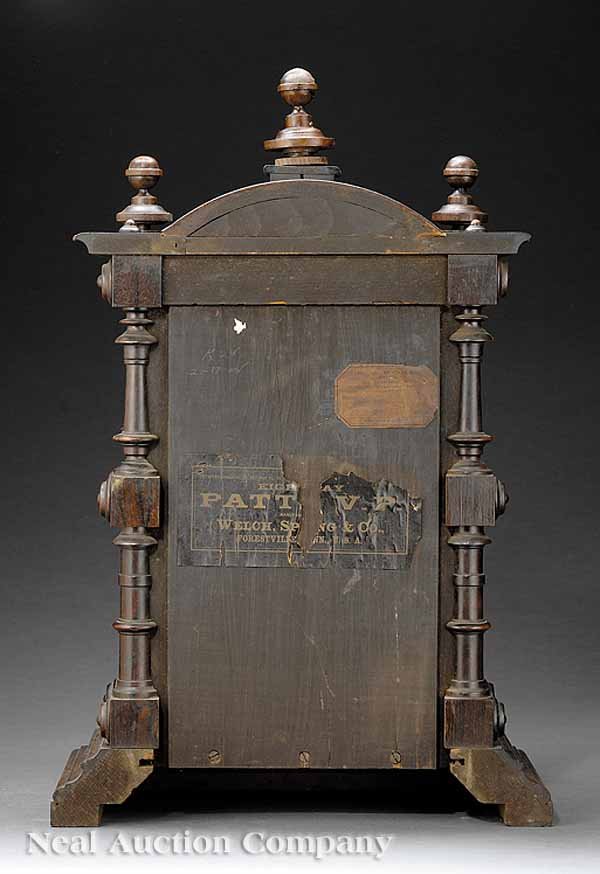 American Carved Walnut Eight Day Welch Clock - 2