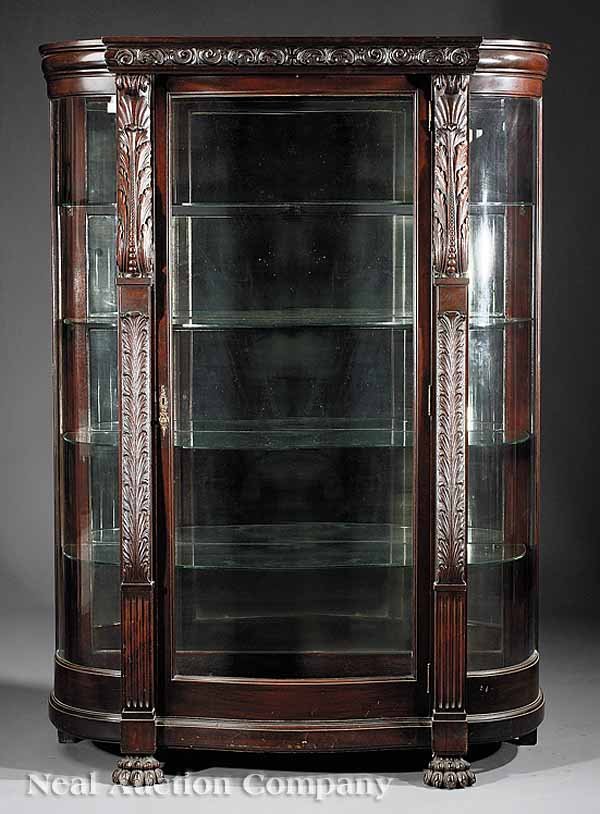 American Carved Mahogany China Cabinet
