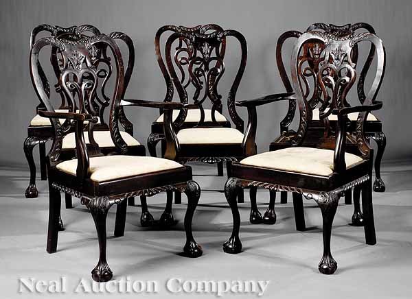 Chippendale-Style Carved Mahogany Dining Chairs