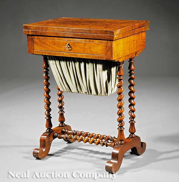 American Burled Walnut, Inlaid Work Table