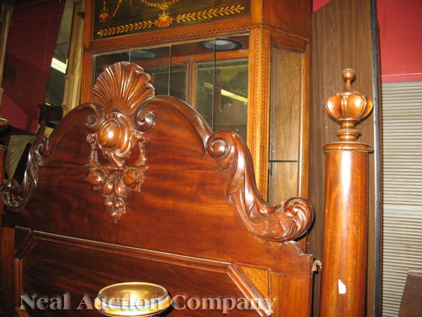 American Rococo Carved Mahogany Bedstead - 2