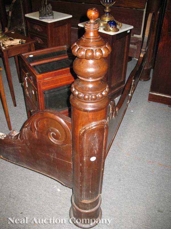 American Rococo Carved Mahogany Bedstead - 3