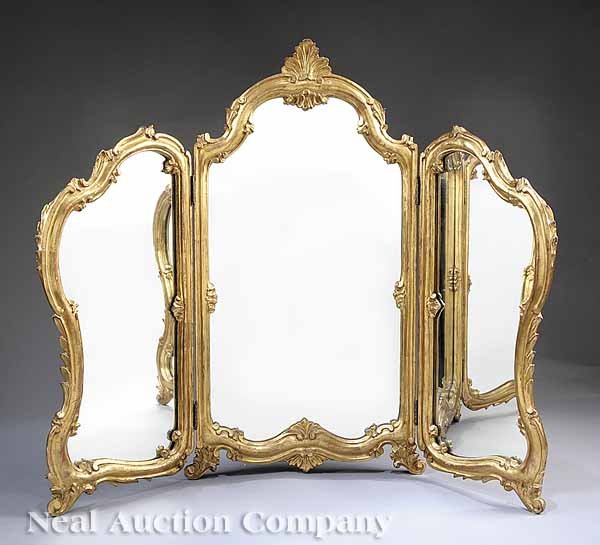 Venetian Carved Giltwood Folding Dressing Mirror
