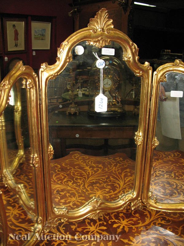 Venetian Carved Giltwood Folding Dressing Mirror - 3