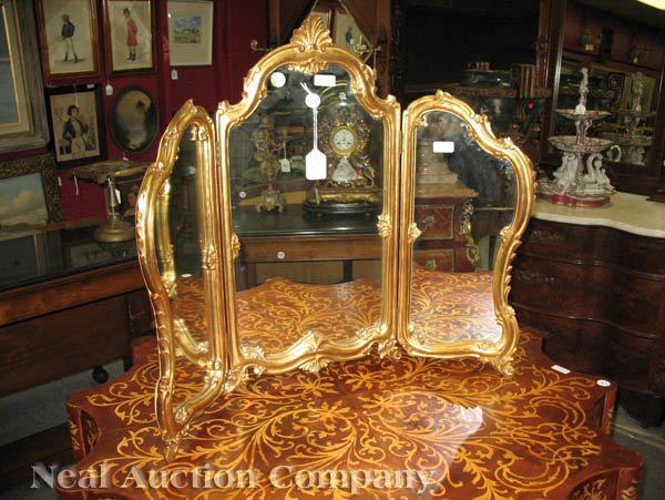 Venetian Carved Giltwood Folding Dressing Mirror - 6