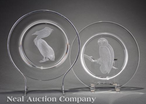 Steuben Glass Audubon Bowl and Plates (1 of 2)