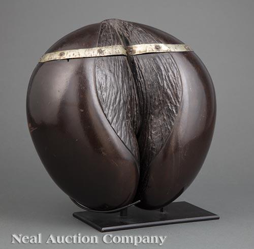 Anglo-Colonial Silver-Mounted Coco de Mer Casket (1 of 7)