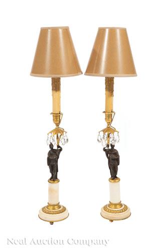 Napoleon III Gilt, Patinated Bronze Candlesticks (1 of 1)
