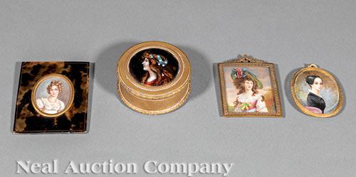 Continental School Portrait Miniatures of Ladies (1 of 2)