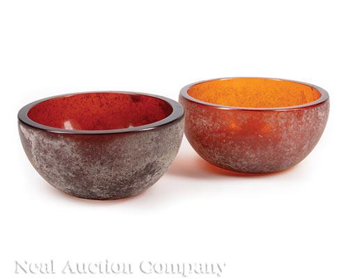 Pair of Seguso Amber Glass Bowls (1 of 1)