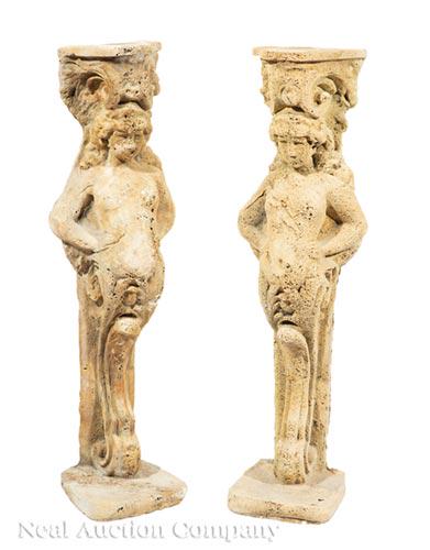 Pair of Continental Cast Stone Term Pedestals (1 of 1)