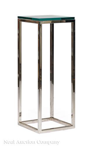 Modern Chrome and Glass Pedestal Table (1 of 2)