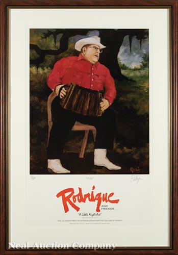 George Rodrigue (American/Louisiana, 1944-2013): George Rodrigue (American/Louisiana, 1944-2013) , "My White Boots (LSU Department of Design and the College of Design)", 1991, lithograph, signed and numbered "71/500" lower margin, signed in plate, 3