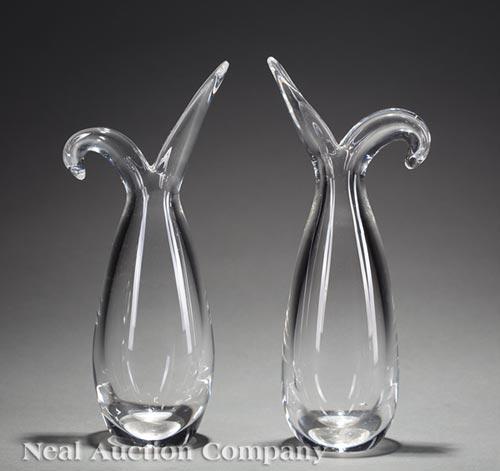 Vintage Steuben Glass "Sheared Rim" Vases (1 of 3)