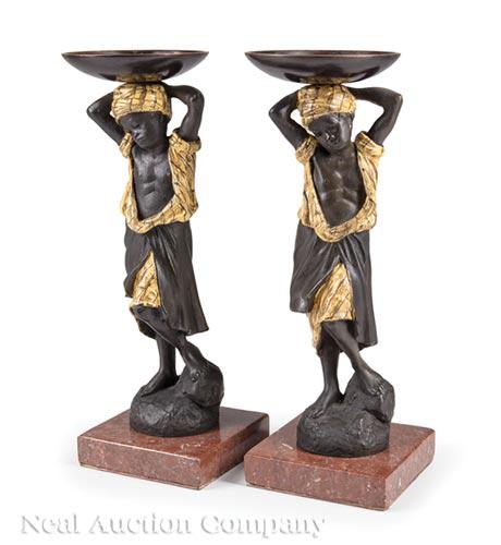 Continental Patinated Bronze Figural Tazzas (1 of 1)