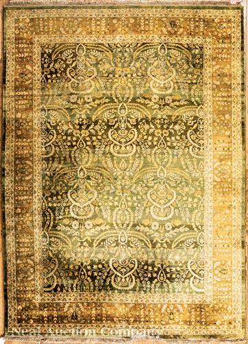 Persian Carpet: Persian Carpet , green and olive ground, overall floral design, 8 ft. x 11 ft. 2 in . Provenance: Williamson-LeBlanc Collection, Cornstalk Fence House, New Orleans. Provenance: Cornstalk House, Neal A